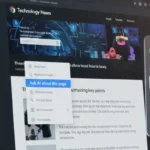 Google Chrome browser showing right-click AI option and side panel for asking questions about a webpage.
