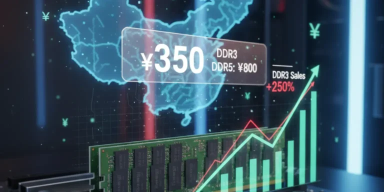 DDR3 RAM stick on a motherboard, representing its renewed demand in China for budget PC builds.
