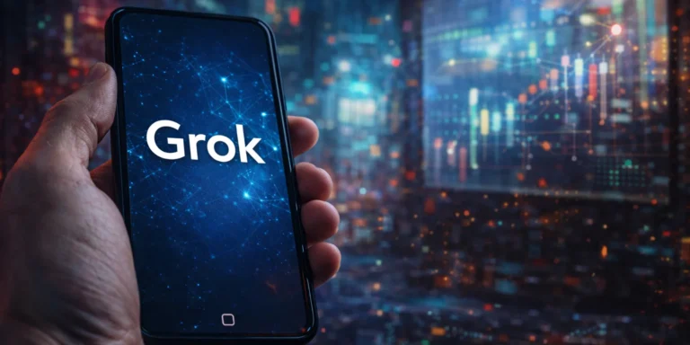 Grok AI chatbot displayed on a smartphone as Indonesia blocks the app over deepfake content