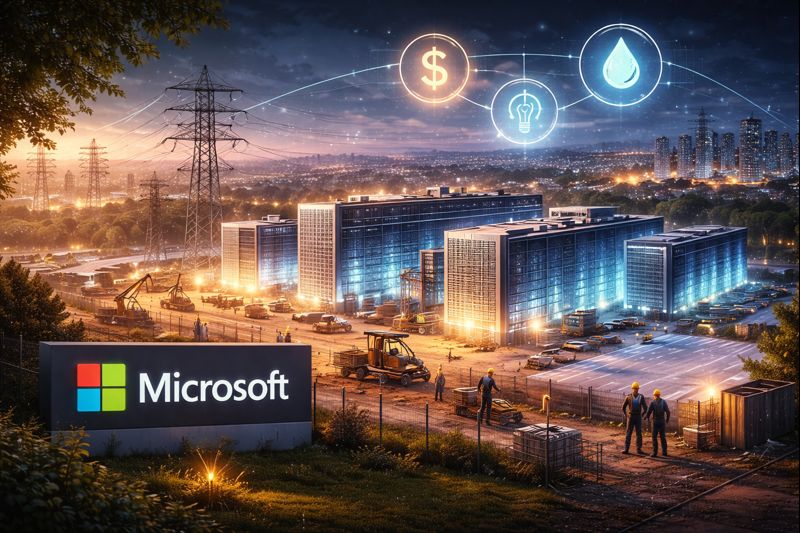 Microsoft building AI data centers while promising to protect local electricity bills