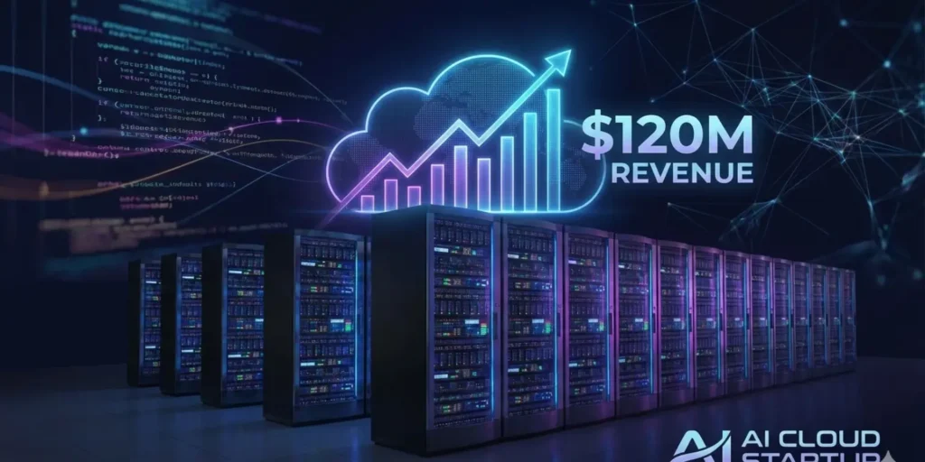Runpod AI cloud platform growth with GPU servers and rising revenue visuals