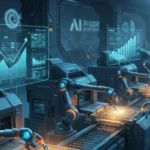 Samsung semiconductor foundry facility with advanced chip manufacturing equipment, representing rising global orders and improved production yields.