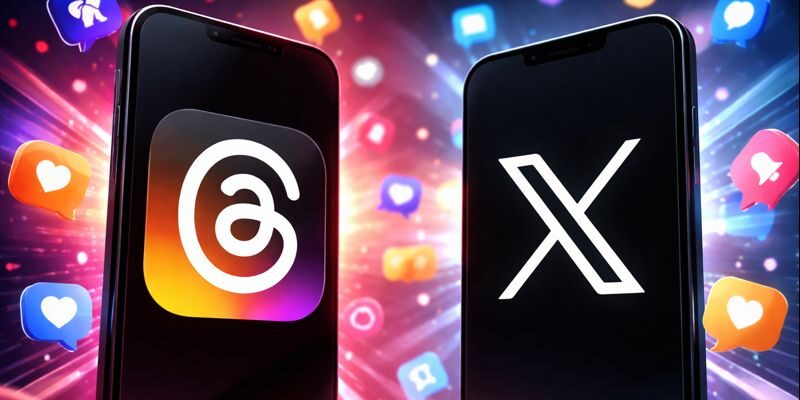 Threads and X apps shown on smartphones representing daily mobile users comparison in 2026