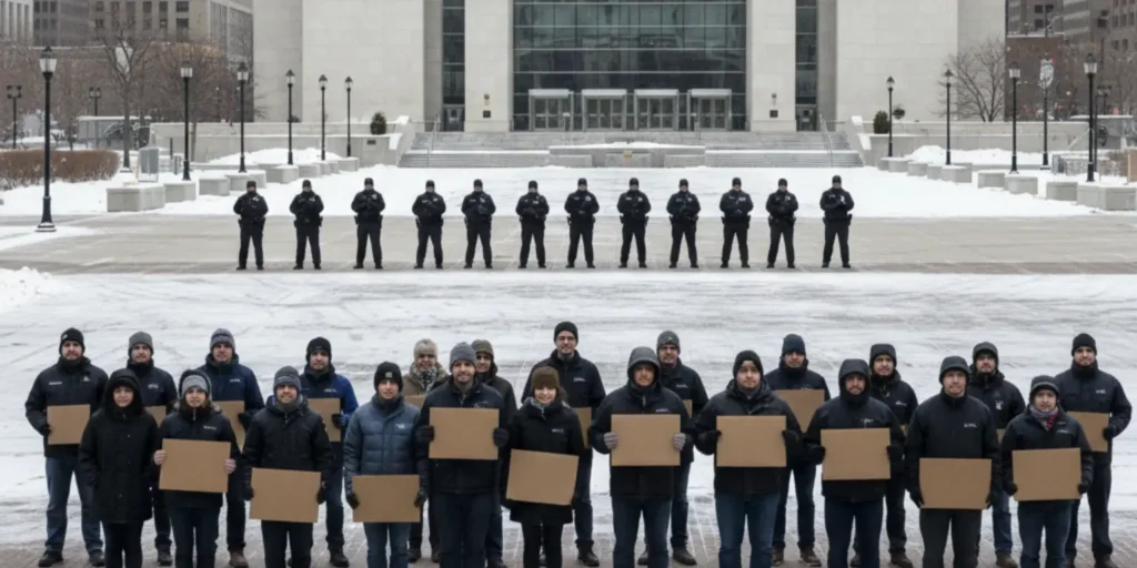 Peaceful protesters in Minneapolis as a U.S. judge restricts immigration agents’ actions during demonstrations