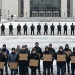 Peaceful protesters in Minneapolis as a U.S. judge restricts immigration agents’ actions during demonstrations