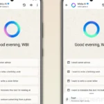 WhatsApp chat interface showing Meta AI with thinking mode icons, representing deeper and more structured AI responses.