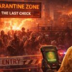 Hazmat officer scanning a survivor at a zombie checkpoint in Quarantine Zone The Last Check