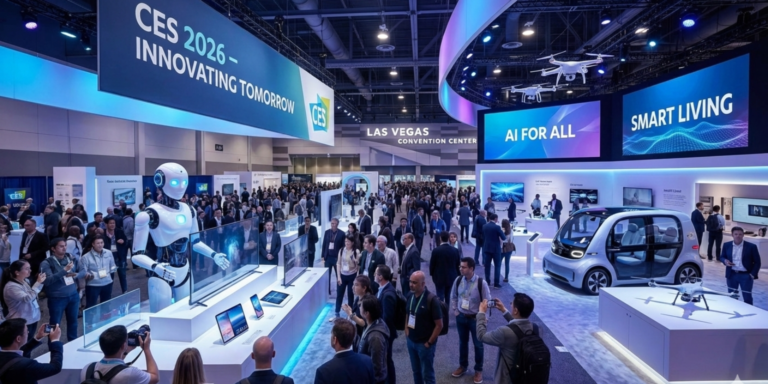 Artificial intelligence showcased at CES 2026 with smart devices, robots, and consumer electronics in Las Vegas