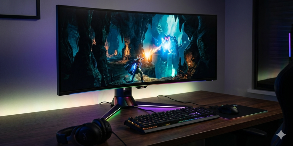 Asus ROG Strix XG34WCDMS 34-inch ultrawide QD-OLED gaming monitor with curved display and HDR support