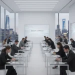 Apple press event showing journalists testing new devices during a hands-on product experience instead of a traditional keynote presentation.