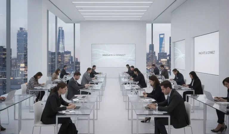 Apple press event showing journalists testing new devices during a hands-on product experience instead of a traditional keynote presentation.