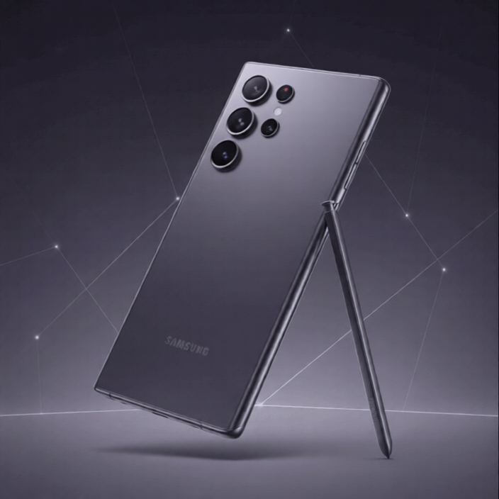 Galaxy S26 Ultra shown in a 360-degree leaked video, featuring a refined aluminum body, clean rear camera layout, and matching S Pen