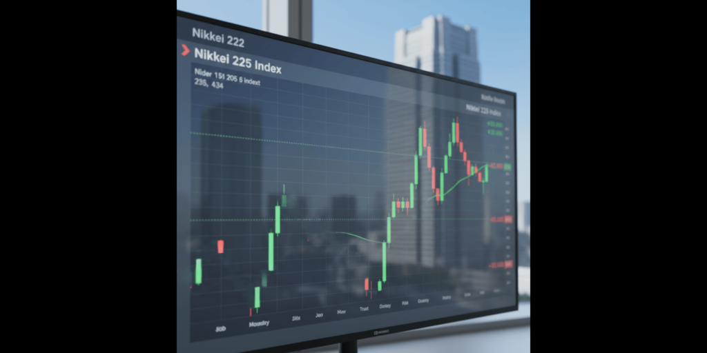 Japan Nikkei index chart showing a slight pullback after a strong stock market rally