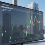 Japan Nikkei index chart showing a slight pullback after a strong stock market rally