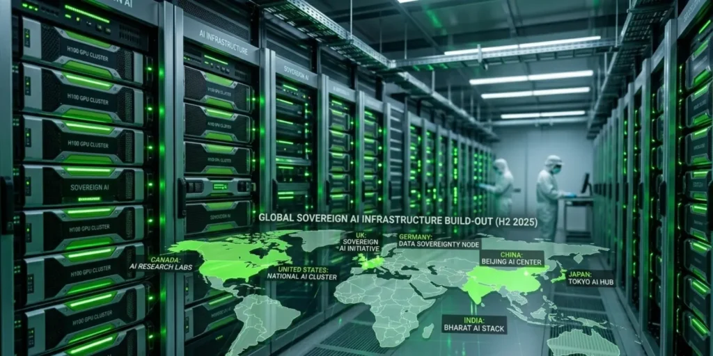 Nvidia's AI data center servers powering sovereign AI infrastructure as global demand drives revenue growth.