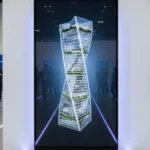 Samsung Spatial Signage 85-inch display showing glasses-free 3D visuals in a commercial environment