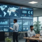 Stripe and PayPal investment highlighted as financial analysts in a Bengaluru office monitor global payment flows and currency exchange data at Xflow.