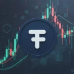 Tether USDT logo with a digital crypto market background showing cautious investor sentiment