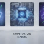 Quantum Stocks concept image showing quantum computing technology with stock market charts, data streams, and long-term investment symbols