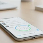 WhatsApp scheduled messages feature displayed on an iPhone screen with a date and time selection option in chat settings.