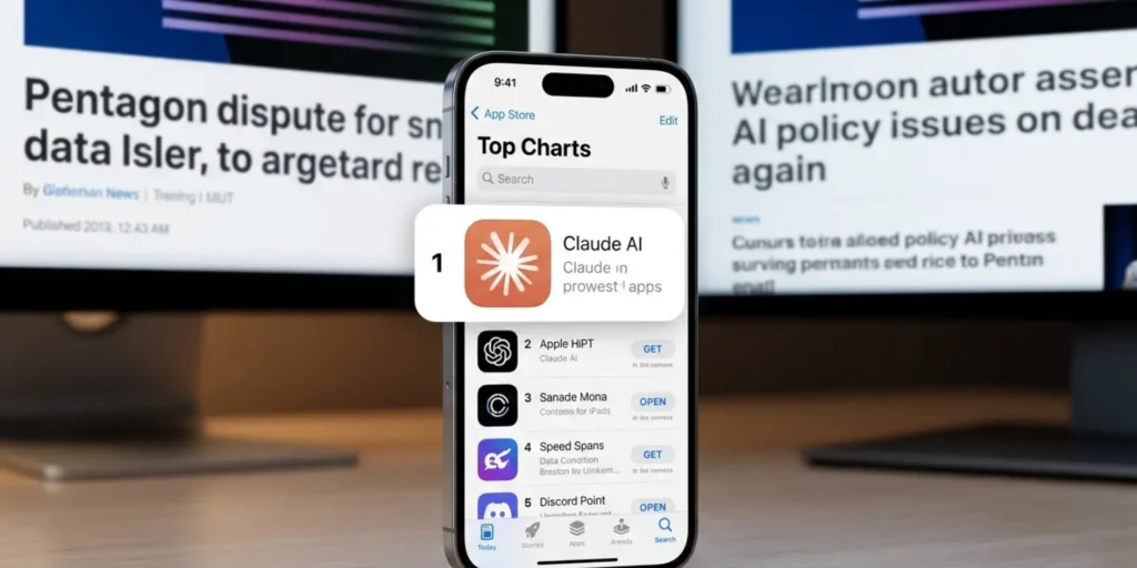 Anthropic Claude app ranked No. 1 on Apple US App Store after Pentagon dispute increases public interest.