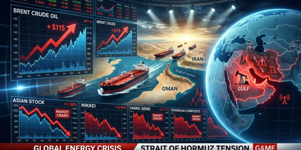 Stocks Slide in Asia as Brent Crude Hits Record Monthly Gains
