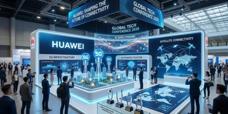 Huawei 5G and AI telecom technologies showcased at Mobile World Congress 2026 after winning eight Global Mobile Awards for innovation.