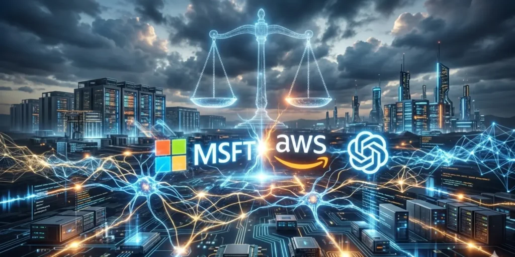“Microsoft Amazon OpenAI AI cloud rivalry with legal dispute over AWS deal.”