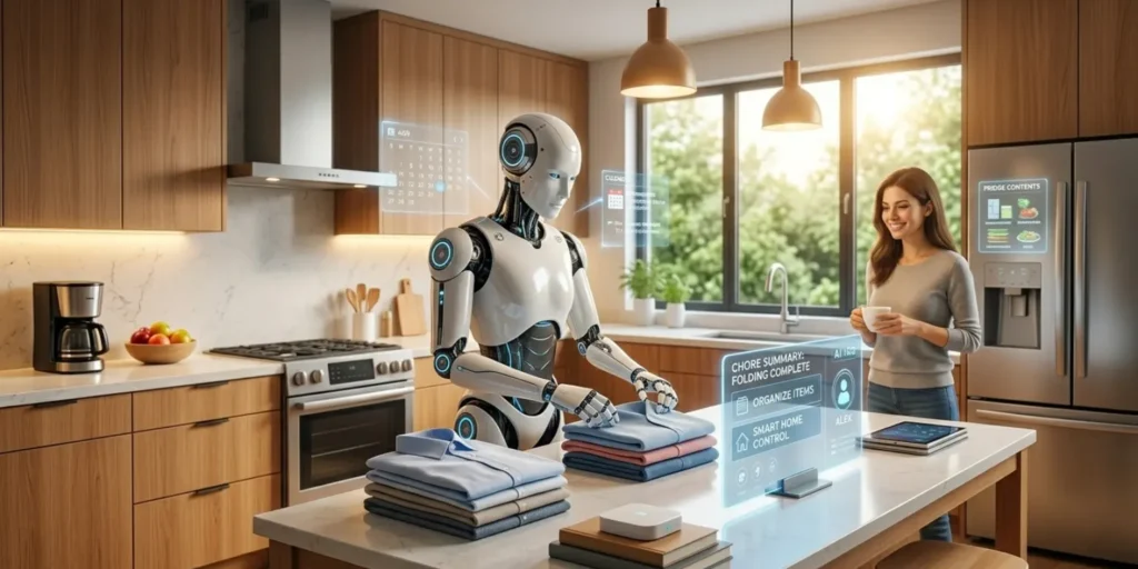 Sunday Robotics humanoid home robot Memo performing household chores using AI technology