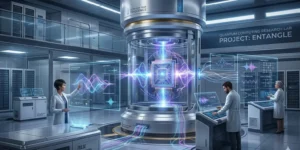 Google Willow quantum processor with qubits and researchers testing advanced quantum computing technology in a lab setting