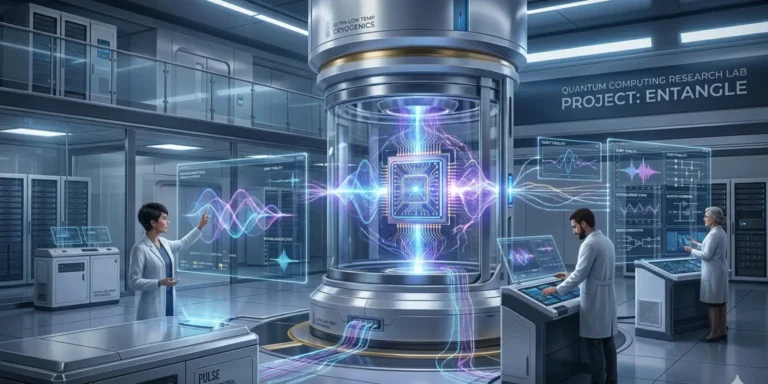 Google Willow quantum processor with qubits and researchers testing advanced quantum computing technology in a lab setting