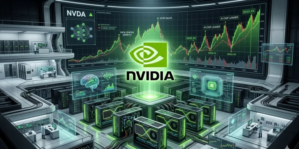 NVIDIA stock analysis 2026 showing $1 trillion order backlog, Vera Rubin and Feynman chips, AI infrastructure growth, and market trends.