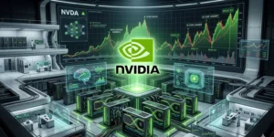 NVIDIA stock analysis 2026 showing $1 trillion order backlog, Vera Rubin and Feynman chips, AI infrastructure growth, and market trends.