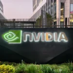 Nvidia AI chips and data centers with rising stock chart showing $1 trillion backlog and strong 2026 growth outlook