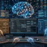 AI coding assistants from OpenAI and Anthropic competing as autonomous agents managing software development workflows on a computer.