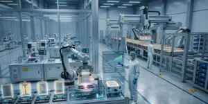 QuantumScape solid-state battery production line showing transition from lab testing to manufacturing facility