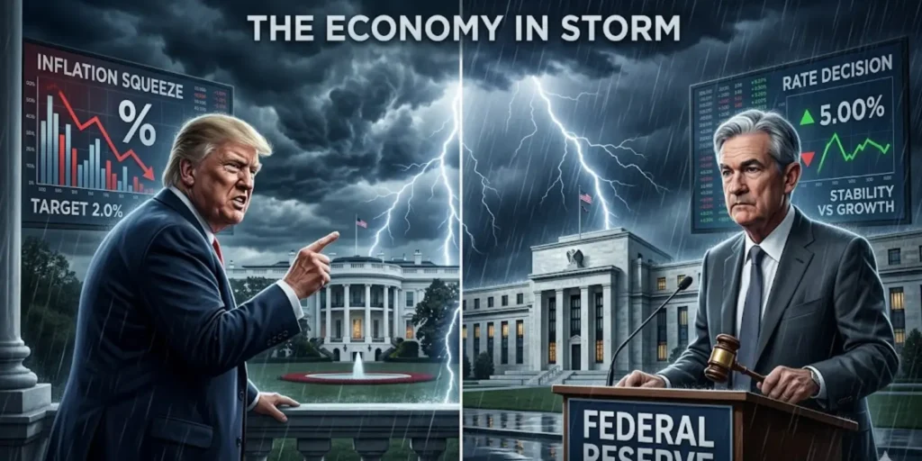 Donald Trump threatens to fire Fed Chair Jerome Powell raising concerns about US Federal Reserve independence and interest rate policy uncertainty