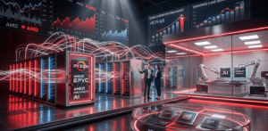 AMD AI servers and advanced semiconductor infrastructure illustrating the company’s expansion in artificial intelligence markets.
