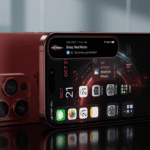 Apple iPhone 18 Pro concept showing smaller Dynamic Island, triple-camera system, and premium deep red design.
