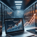 Apple products including MacBook, iPhone, and iPad shown with semiconductor chips and AI data center servers, illustrating rising hardware costs caused by increasing AI infrastructure demand.