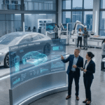 Lucid Motors leadership team reviewing electric vehicle development plans amid organizational changes under CEO Silvio Napoli.