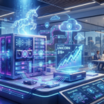 Illustration of Venice AI becoming a unicorn startup with $65 million funding, featuring secure AI infrastructure, encrypted data networks, and privacy-focused artificial intelligence technology.